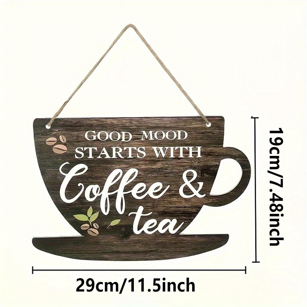 Vintage Coffee Wooden Sign Plaque Decorative Wooden Coffee Door Pendant for Kitchen Cafe Shop