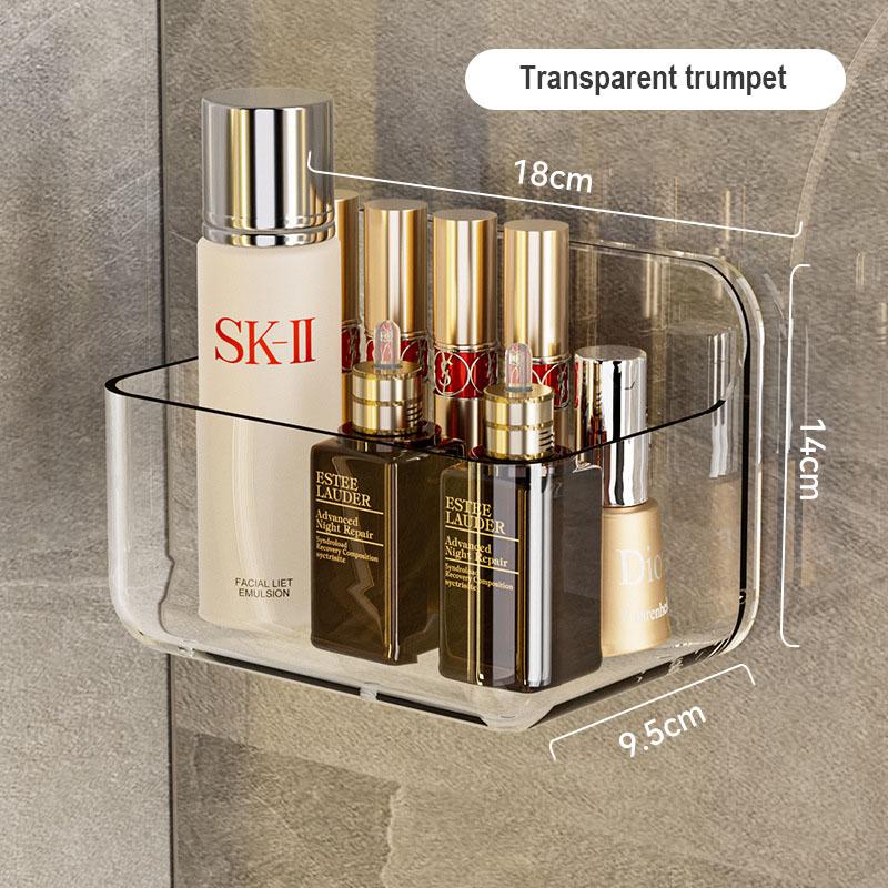 Wall Mounted Shower Shampoo Racks Shelves Organizer Non-drilling Removable Transparent PET Material Bathroom Storage Rack