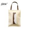 Convenient Paper Towel Holder Hanging Canvas Tissue Box, Durable Wall Mounted Desk Napkin Box Dispenser, Easy Refill Storage Organizer, for