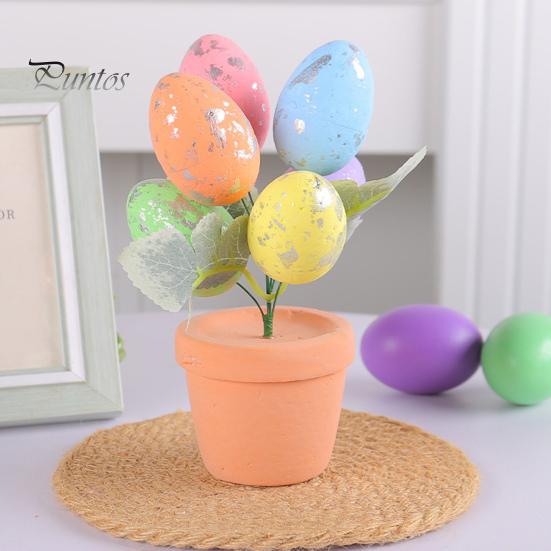 Пасхальное яйцо бонсай красочные имитация пасхального яйца растение в горшке DIY пенопластовые яйца кролика для украшения дома вечерние
