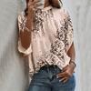 Ladies Summer Batwing Sleeve Bandage O Neck Casual Holiday Printed Pullover Blouse Shirt Top