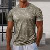 Men's Gym Muscle Tee Short Sleeve Round Neck T-Shirt Casual Printed Tee Shirt for Exercise Vacation Streetwear