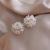 Hollow Out Pearl Earrings Gentle White Stud Earrings Elegant Ear Accessory  Party Wear