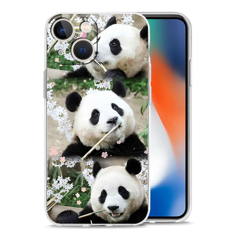 Чехол для телефона iPhone 15 14 13 12 Mini 11 Pro Max XS X XR 7 8 Plus прозрачный противоударный силиконовый чехол TPU Fubao panda
