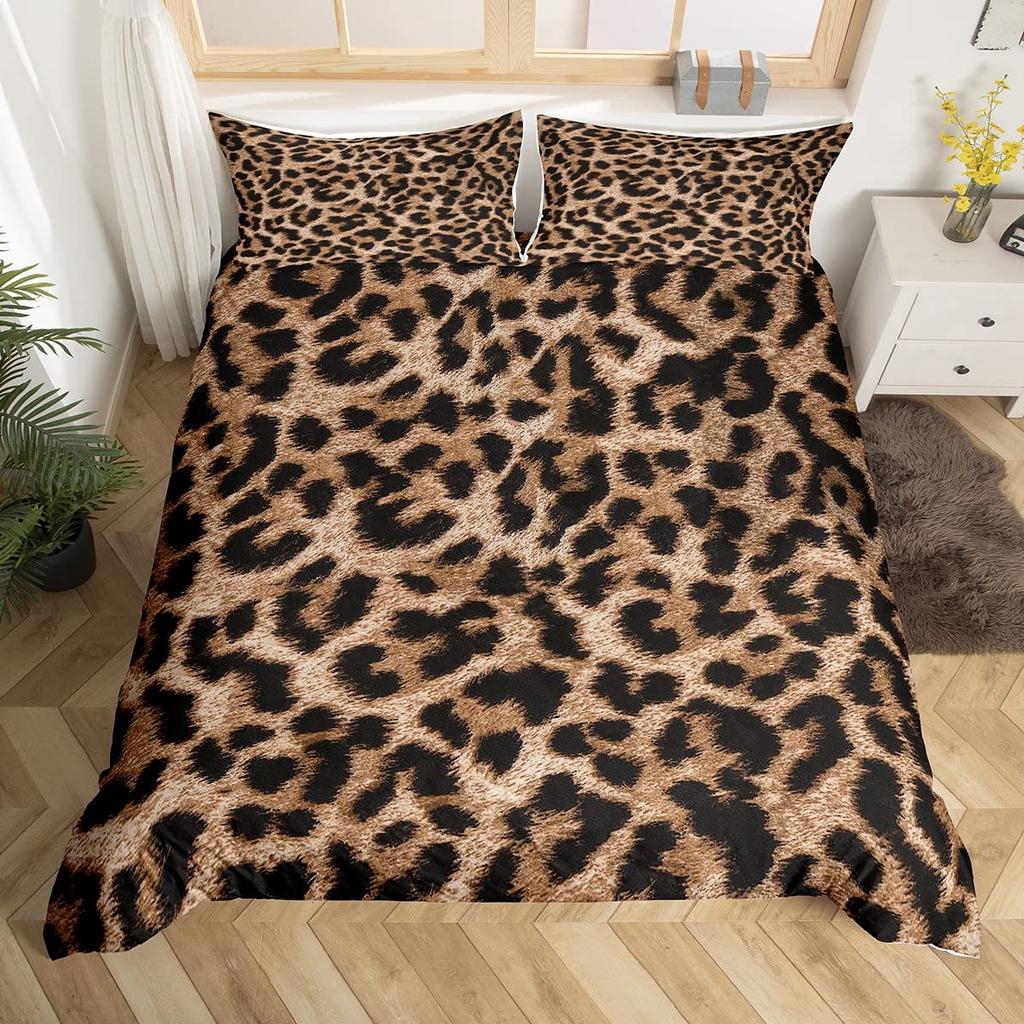 Leopard Print Bedding Set Animal Skin Duvet Cover For Kids Teens Adult Quilt Cover Polyester Comforter Cover With Pillowcase