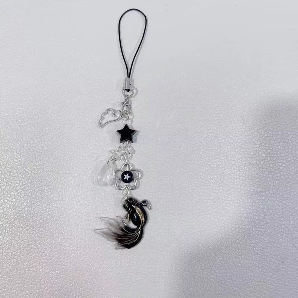 Plastic Mobile Phone Chain Simulation Fish Keychain Charms Lucky Koi Phone Pendant  School