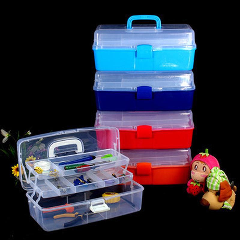 Extra Large Transparent Plastic Toolbox with Three Layers - Artist & Electrician Portable Folding Storage Box