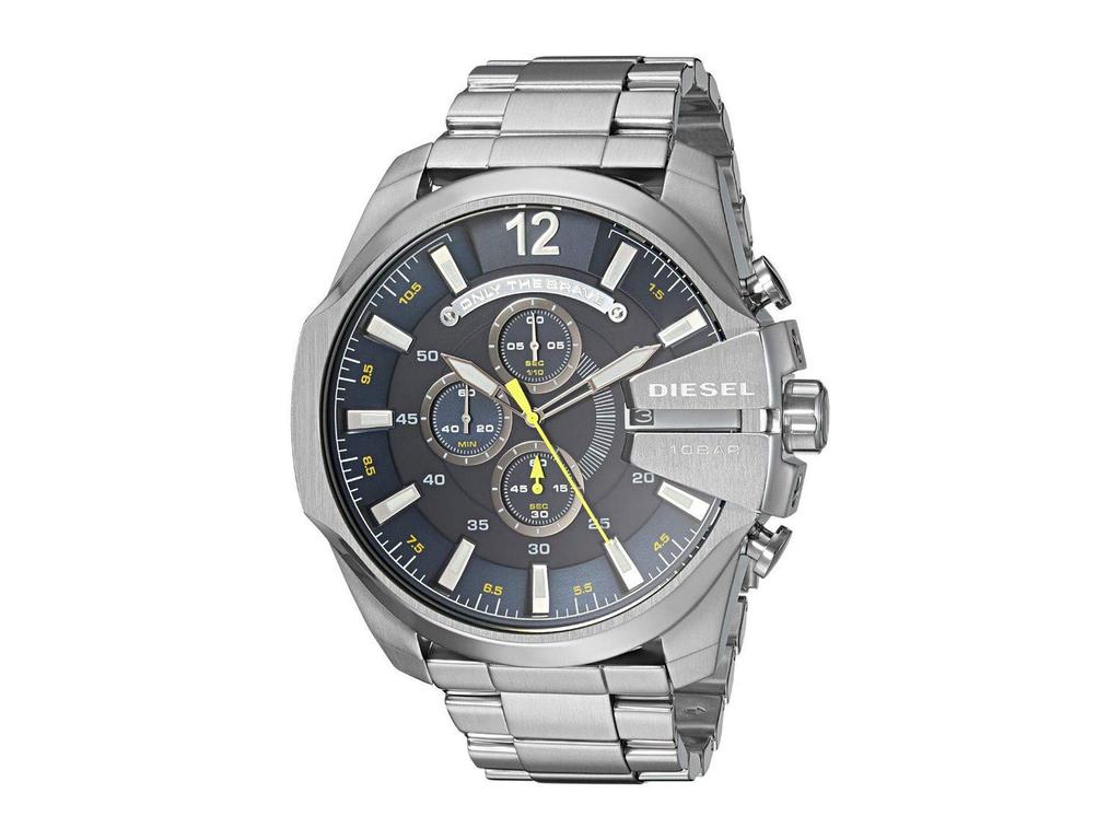 Diesel Mega Chief Quartz Stainless Steel Chronograph Silver Tone Men's Watch, Color (Model DZ4465)