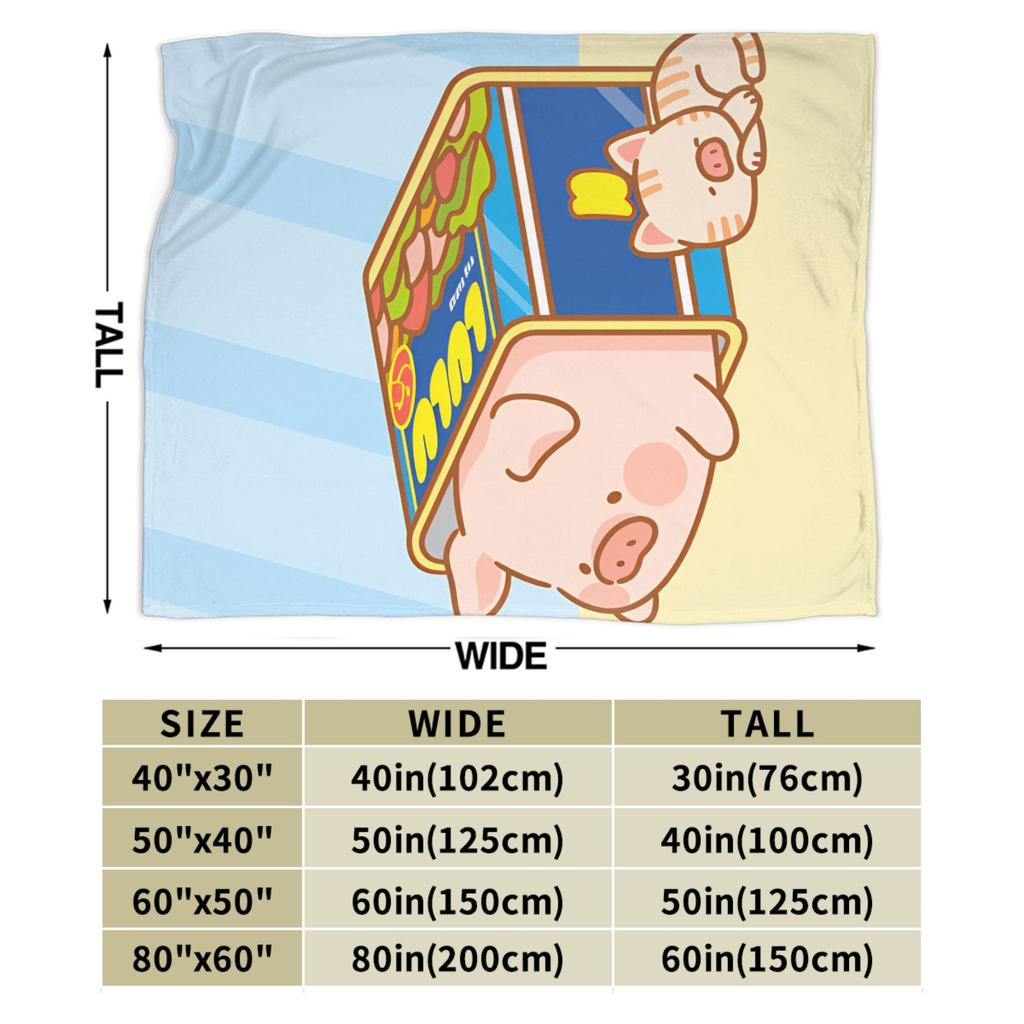Cartoon L-Lulu Pig Flannel Blankets Warm Soft Bedding Throws for Living Room Airplane Travel Funny Bedspread Sofa Bed Cover