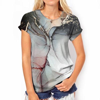 Летние футболки с абстрактным 3D-принтом, женские свободные топы, модная футболка для девочек 2000 года, повседневная уличная одежда с круглым вырезом, женские футболки, одежда