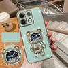 Чехол для телефона с 3D зыбучим песком и космическим медведем для OPPO Realme 12 Pro + гальванический мягкий силиконовый милый кронштейн-задняя крышка для Realme 12 Pro Plus 11 Pro 10 9