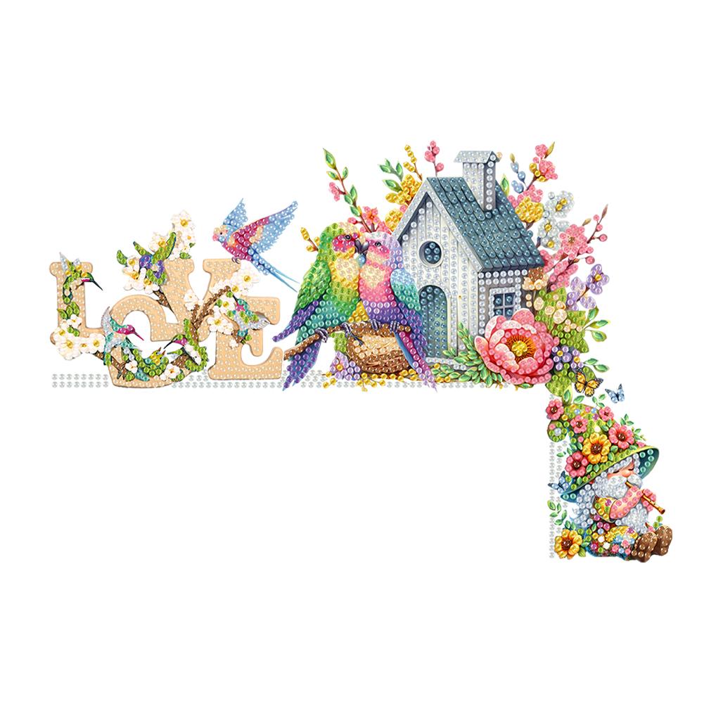 Spring Bee Gnome Diamond Painting Door Corner Sign Diamond Art Door Right Angle Sign 5D DIY Wooden Door Topper for Party Favors