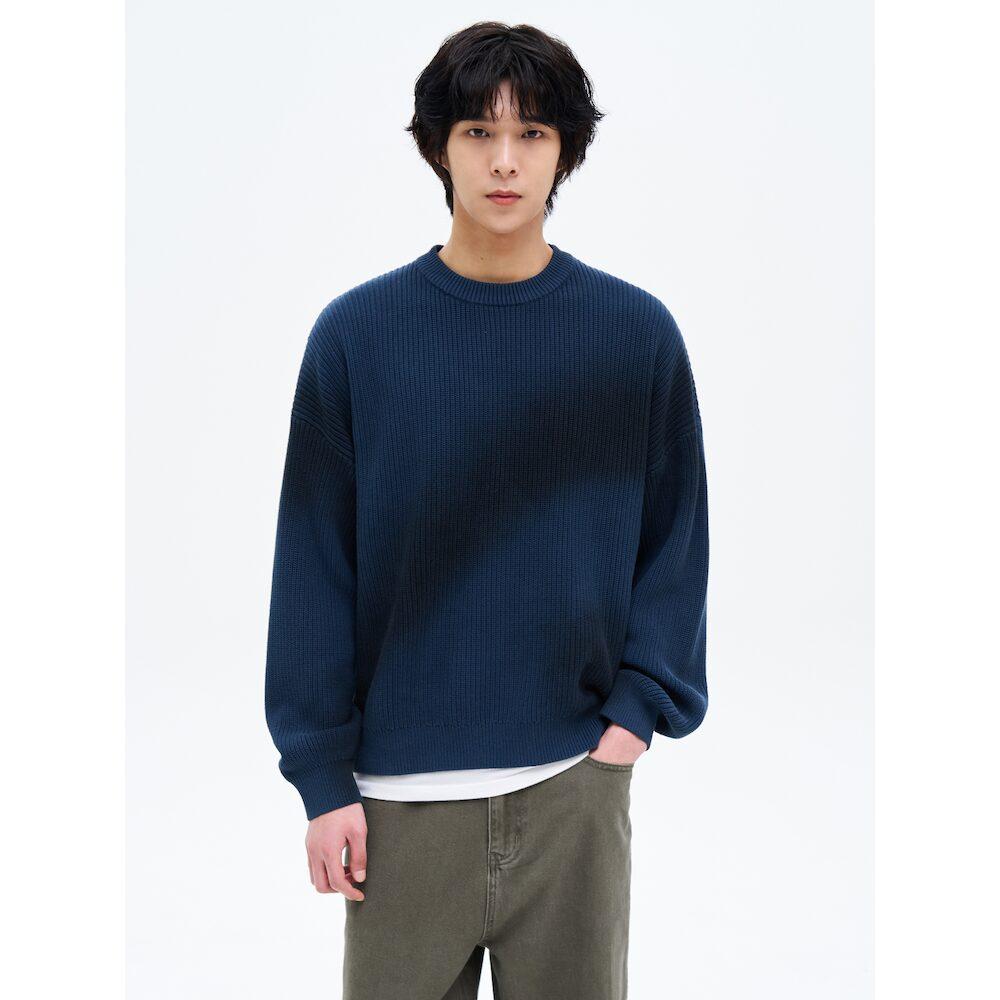 8SECONDS Garment Spray Washed Knit Pullover Blue