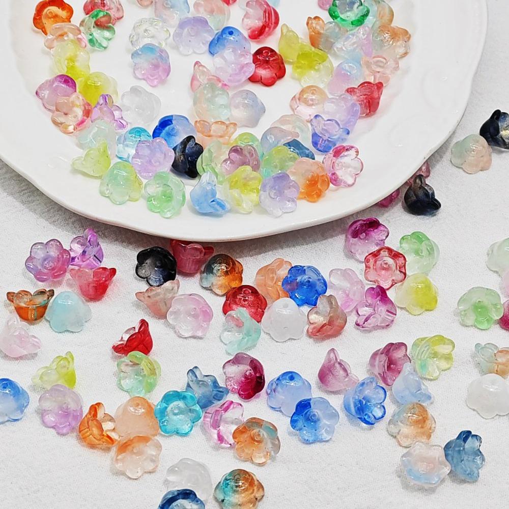 50 шт./набор Аксессуары Колокольчик Стеклянные бусины Стеклянные бусины Форма цветка-трубы Стеклянные бусины Женщины