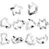 JUSTINLAU 10pcs DIY Baking Mold Christmas Cookie Cutter Set Stainless Steel Gingerbread Xmas Tree Fondant for Holiday Party Gift