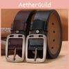 Men Stylish Genuine Leather Belt With Square Alloy Buckle For Daily Wear Office