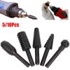 5/10Pcs Black Grey Rotary Burr Set 6mm Shank Grinding Head Drill Bits  for Woodworking Root Carving