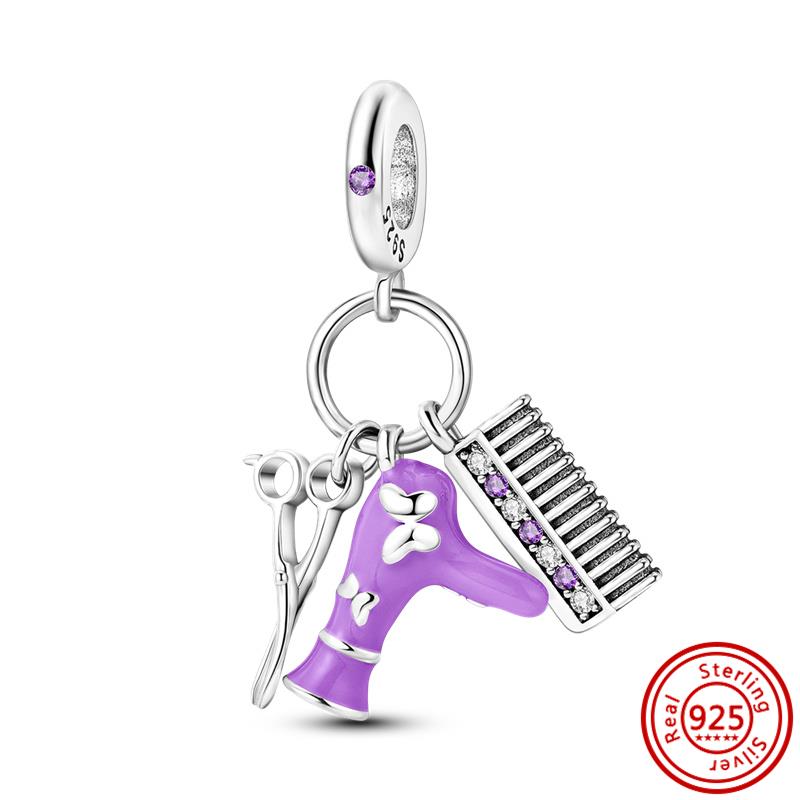 925 Copper Love Dreams Palette Crayon Music Guitar Piano Sports Pendant Beads Fit Original Pantaro Charms Bracelet DIY Zircon