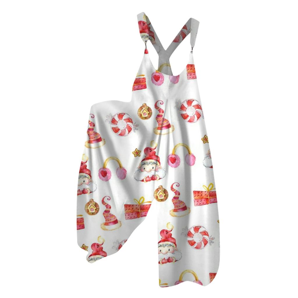 Женский летний комбинезон с рождественским принтом в винтажном стиле (Нерегулируемые ремни)
