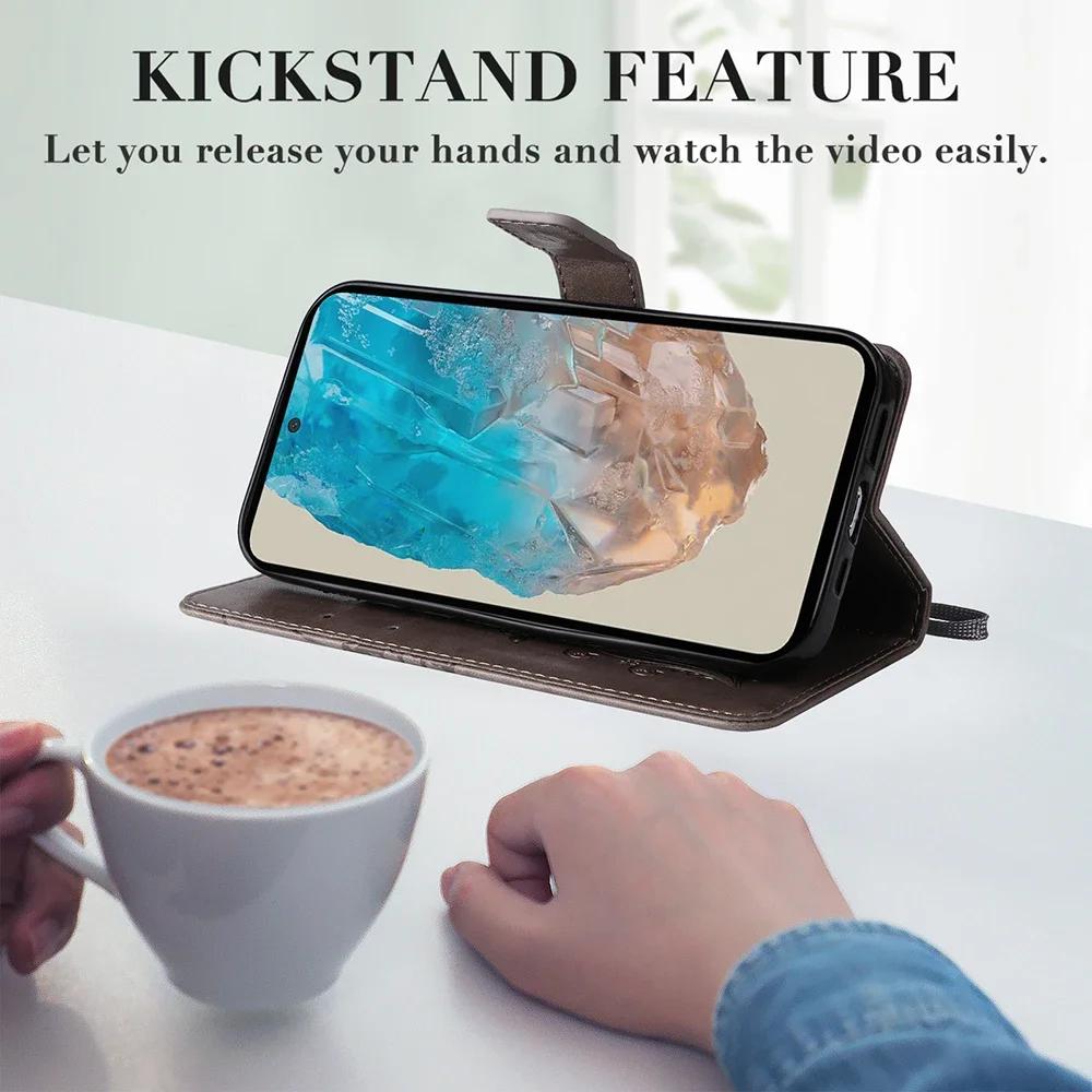 3D Embossed Pattern Flip Case For Moto G06 G56 G86 G05 G15 G55 G85 Stand PU Leather Wallet Cover Card Holder Strap