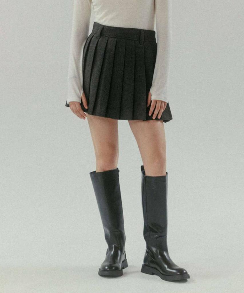 Tudment Classic Wool Mini Skirt Charcoal