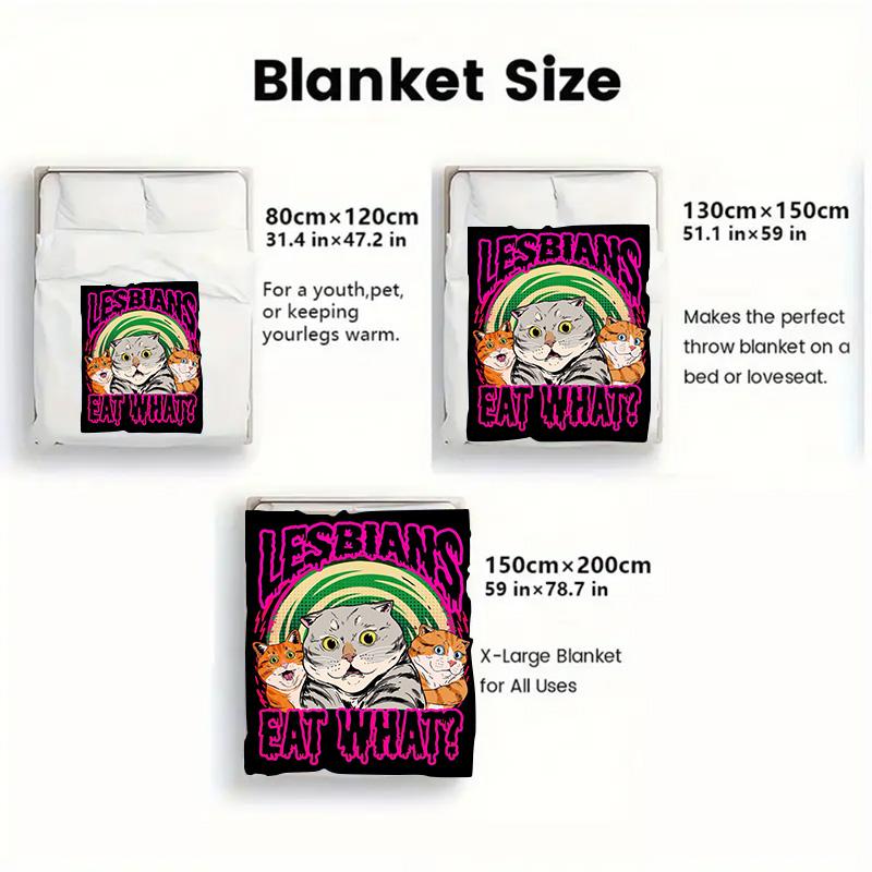 Three Cats 2D Flat Pattern Flannel Blanket High quality All Seasons Warmth and Comfort Perfect for Christmas Gifts.