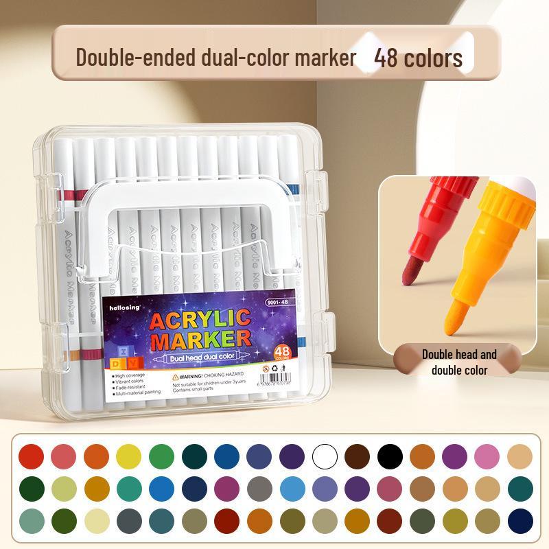 Acrylic Non-Bleeding Double-Ended Marker Pens for Kids, Washable and Layerable Watercolor and Colored Pens for Students.