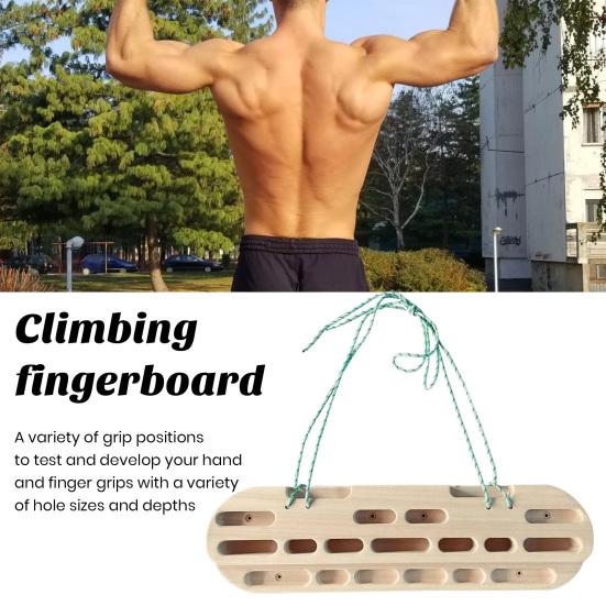 Rock Climbing Hangboard Wooden Hand Grip Finger Forearm Strengthener Trainer Pull Up Bar Hanging Fingerboard Climbers Athletes Gift