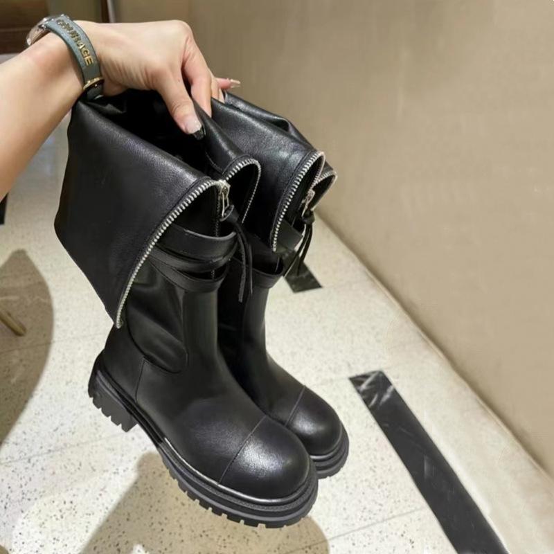 Fashion Thick Bottom Belt Buckle Thigh-high Biker Boots Women 2024 Winter New Retro Casual Knight Boots Fashion Non-slip for Women Boots