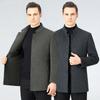 Мужское двустороннее шерстяное пальто на осень и зиму, с воротником-стойкой, новое, для мужчин среднего и пожилого возраста, деловое, повседневное, для вечеринки, шерстяное пальто