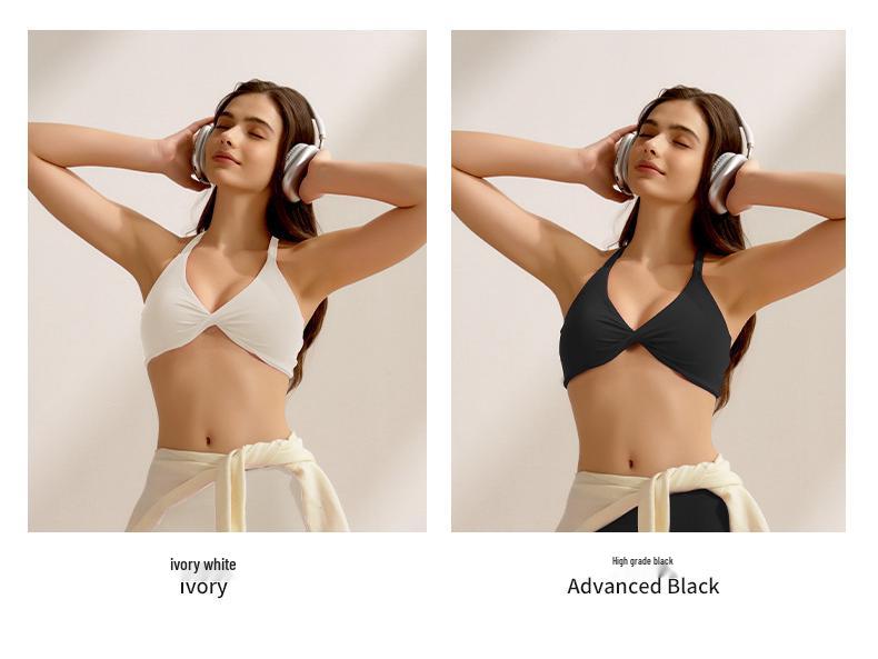 Ударопрочный спортивный бюстгальтер на бретельках с перекрестной спиной, подушечками для груди и боковым покрытием - Тонкий спортивный топ для йоги