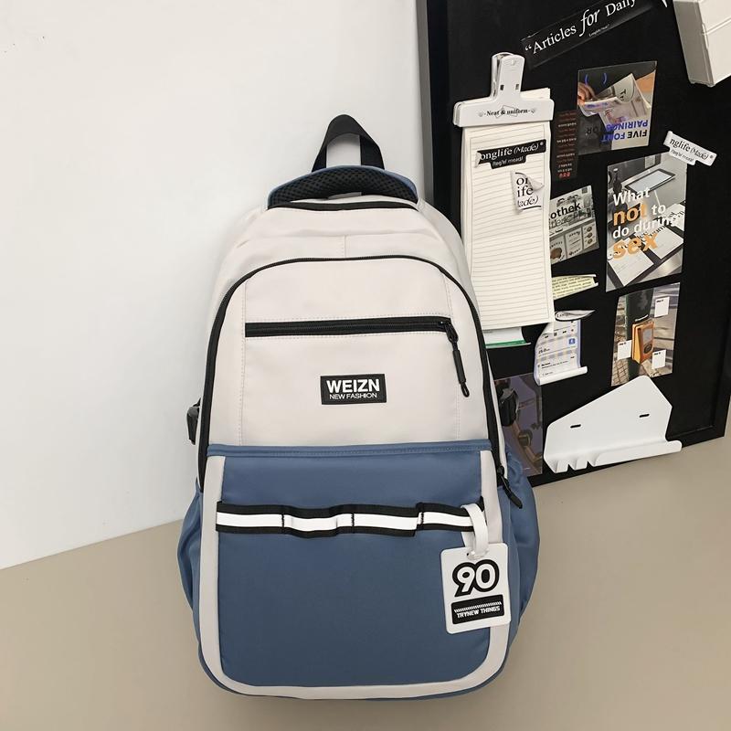Мужской рюкзак с цветными блоками, женская дорожная сумка большой вместимости, многофункциональная студенческая школьная сумка для кампуса