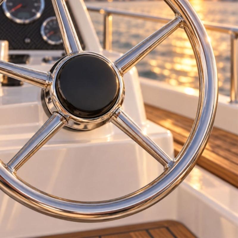 Replacement Boat Steering Wheel Hub Cap, Black Polycarbonate Center Cover for Uncovered, Missing, or Worn Hub Positions