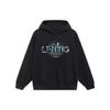 Li Ning Letter Embroidery Loose Pullover Hoodie Unisex Hoodies Black AWDT257-1