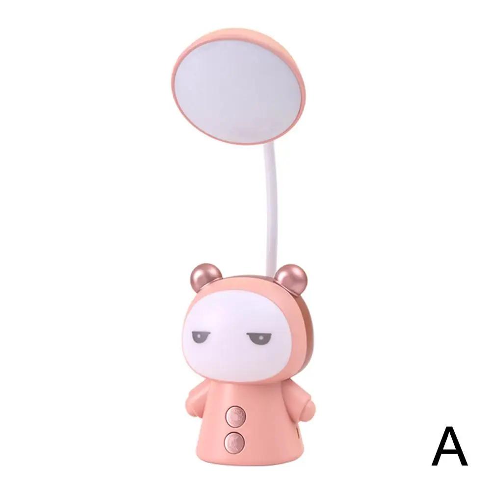Cute Cartoon Doll Nigh Light USB Recharge Creative 2color Led Practical Child Table Desk Study Lamp Lamp Learning Protectio P1O0