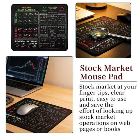 Фондовый рынок Инвестиции Коврик для мыши Дневной трейдер Настольный коврик Торговый график Подсвечники Паттерны разворота Индикатор Коврик для мыши с нескользящей основой Аксессуары для ПК