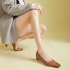 2026 New Head Leather Shallow Mouth Women's Single Shoes Versatile Low Heel Commuter Shoes Fashionable and Lightweight One Step Stepping