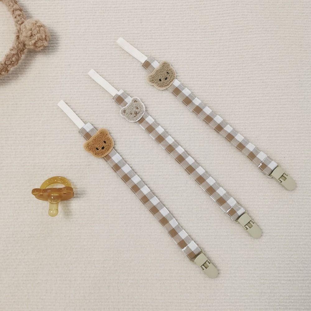 Bear Baby Cloth Pacifier Chain Embroidery Nipple Holder Clips Anti-lost Soother Holder  Baby