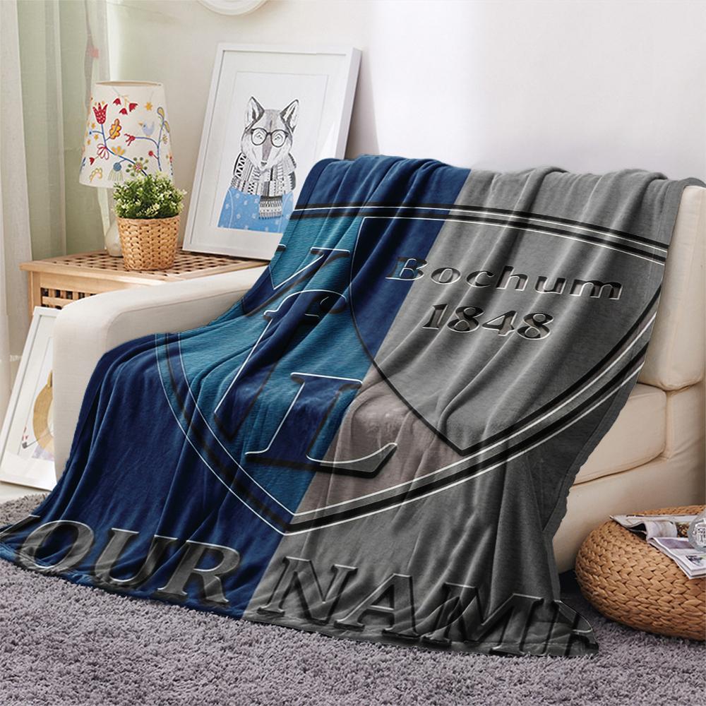 1PC Custom Name VfL Bochum 1848 Patterned Flannel Blanket Suitable For All Seasons for Home Decor Warmth and Comfort Gifts Holiday Present_xia