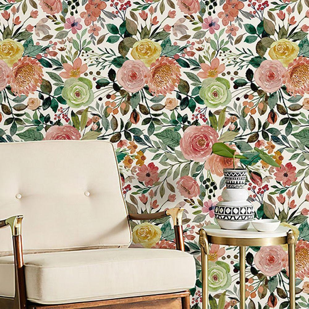 Матовые настенные наклейки ПВХ Цветочный узор Обои ТВ Фон Самоклеящиеся обои Мебель
