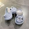 Can wear two thick-soled Internet celebrity hole shoes 2025 spring and summer new rhinestone chain metal feeling not tired feet non-slip shoes