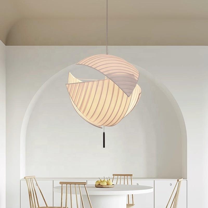 Wabi-sabi White Art Bedroom Livingroom Restaurant Chandelier Nordic Fabric Cloth Irregular Molding Bud Pendant Light