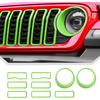 JeCar Grill Erts For Jeep Wrangler JL JLU 2024+ Grill Covers & Headlight Covers Trim Kit Accessories (Red)
