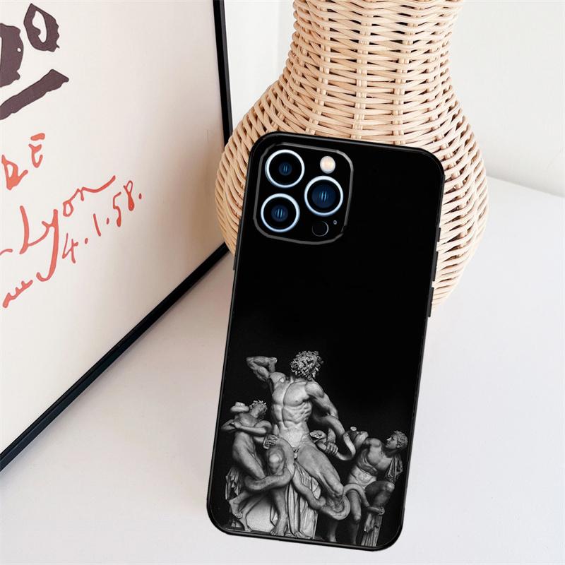 Греческая эстетика Гипсовая статуэтка Чехол для телефона Для iPhone 17 Pro Max 14 13 12 11 15 16 Pro Max mini 15 16 Plus 16e Задняя крышка