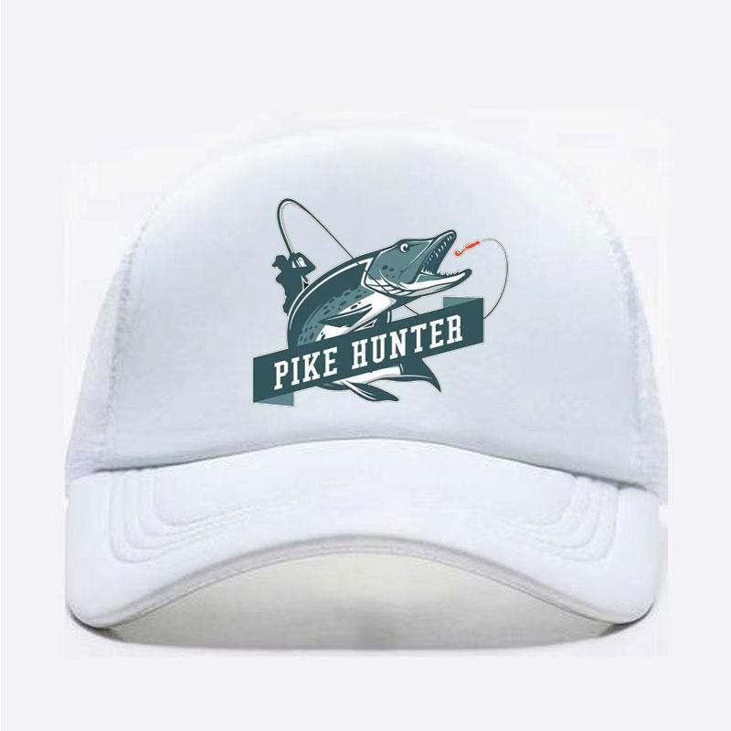 Крутая Trucker Hat с принтом Рыбак Охотник на Щуку Удочка Унисекс Сетчатые Кепки Рыболовные Приманки Поплавок Дышащая Бейсболка