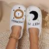 Moon Clock Warm Indoor Cotton Slippers 2024 New Winter Cotton Slippers Home Anti Slip Plush Floor Cotton Shoes Chanclas Mujer