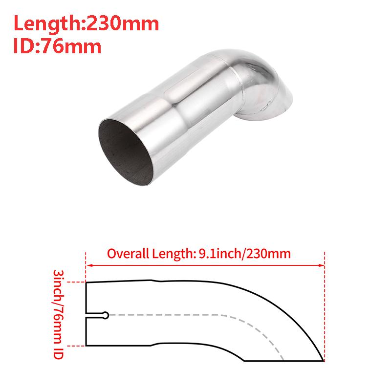 X Autohaux 51mm ID Inlet Turn Down Exhaust Tip T304 Stainless Steel Mandrel Bend Elbow Tube 230mm Length 125 Degree for Car