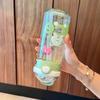 1Pcs Juice Milk Children Drinkware with Lid Straw Sticker Tumbler Cup Portable Water Bottle  Kids