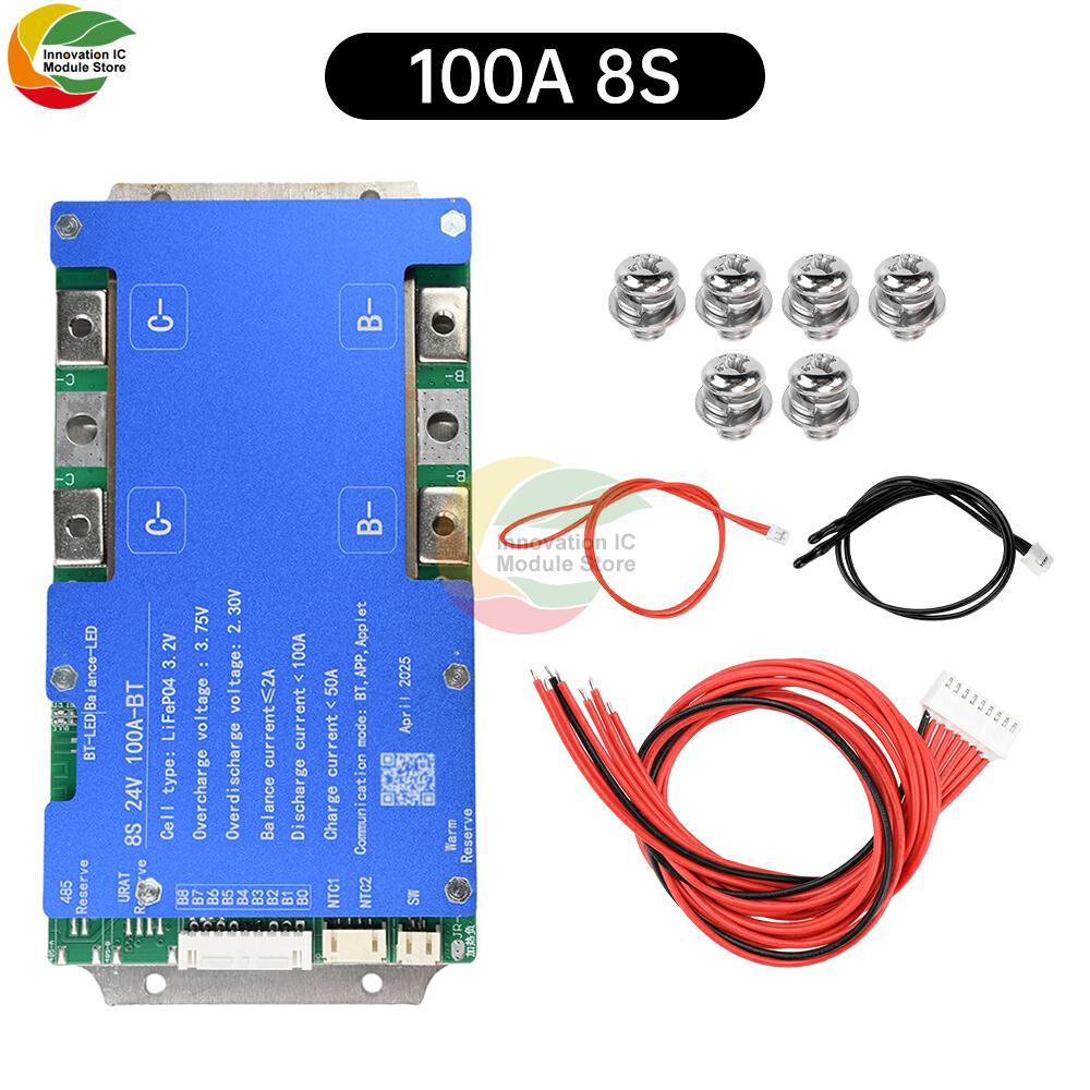 Плата защиты литиевых аккумуляторов BMS 4S 8S 100A 200A Поддержка Bluetooth Защита от температуры Эквалайзер 485/UART