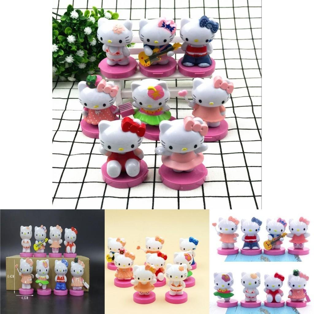 Набор мини-фигурок Hello Kitty из восьми штук, милые мультяшные миниатюры Kt, топперы для торта, подарок